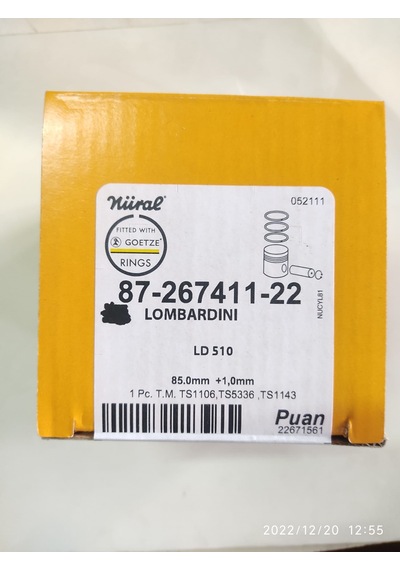 Antor/lombardini 3ld510 12hp Piston Segman/sekman Komple +1.00mm Nüral Goetze