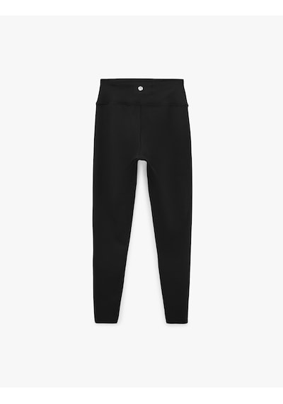 Koton Yüksek Bel Slim Fit Dikiş Detaylı İnterlok Spor Tayt Siyah 7wak40122nk