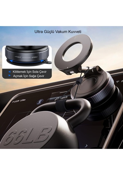 Triline Manyetik Vakum Araç Montaj Telefon Üniversal Tutucu X68 Stand 360 Ayarlanabilir Katlanabilir Siyah