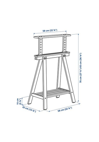 Ikea Mıttback Çalışma Masası Ayağı, Beyaz, 58x70/93 Cm Ikea Mıttback Çalışma Masası Ayağı, Beyaz, 58x70/93 Cm