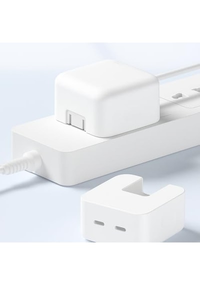 Macbook Air 13,6 Ve 15,3 İnç M1-m4 Uyumlu Silikon Şarj Aleti Kılıfı 35w Usb-c Yatay Küçük Kompact 360 Koruma, Kaymaz Yüzey Beyaz
