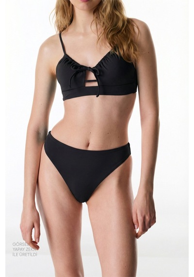 Penti Siyah Front Opening Bikini Üstü