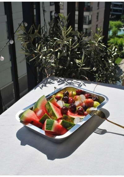 1 Adet Paslanmaz Çelik Meze Küveti Servis Meze Tabağı 29x18,5 Cm Gümüş