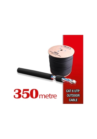 Qport Yüksek Bakır Utp 23Awg 0.58 MM Dış Ortam Cat6 Outdoor Kablo 350 Metre
