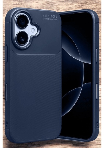 Apple Uyumlu iPhone 17 Kılıf Kamera Korumalı Darbe Emici Karbon Fiber Desenli Kapak