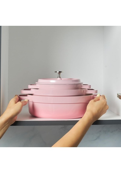 Tr Swiss Crystal Neocast 7 Parça Döküm Tencere Ve Tava Seti Pembe Genel