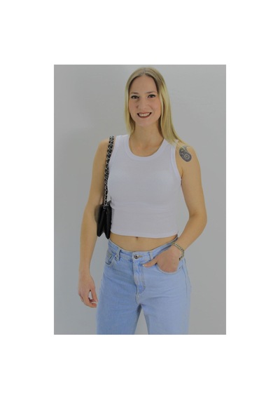 Rouge Basıc Kaşkorse Halter Krop Beyaz