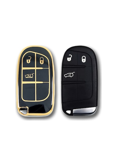 Fiat Egea Cross 500 Jeep Smart Uyumlu Anahtar Kılıfı Beyaz - Gold