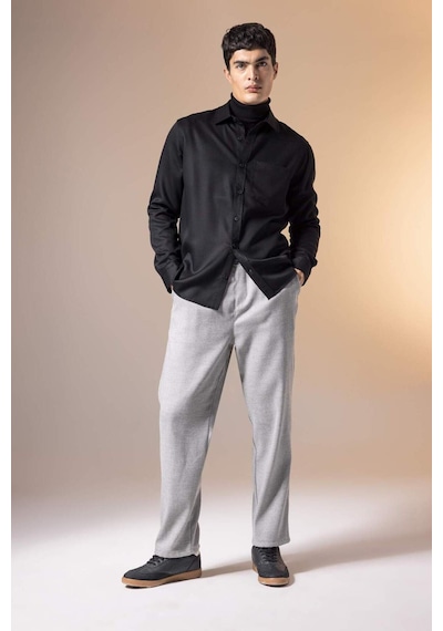 DeFacto Pantolon Relax Fit Beli Bağcıklı Cepli Basic Düz Düz Paça B7336AX23WNGR210