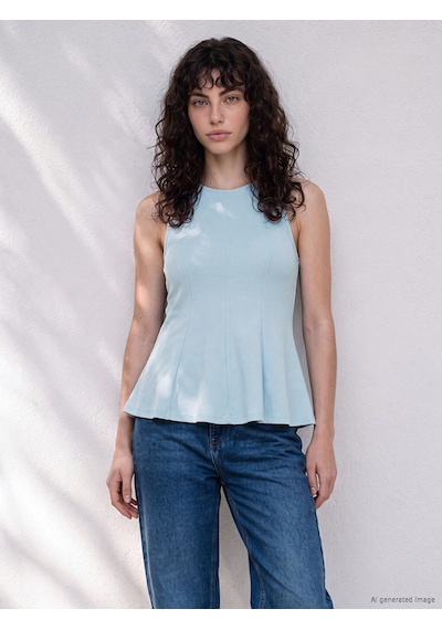 Lcwaıkıkı Petite Mavi Bisiklet Yaka Peplum Bluz