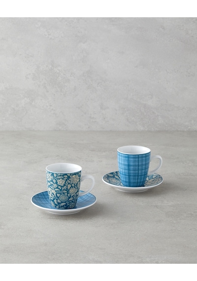 English Home Ember Porselen 4 Parça 2 Kişilik Kahve Fincan Takımı 80 Ml Turkuaz