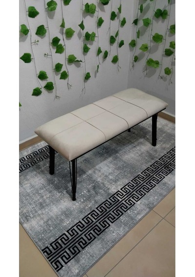 Özcan Metal Özel Tasarım Metal Ayaklı Metal Kasalı Bench Mutfak Salon Antre Yatak Odası Puf Bank Bej