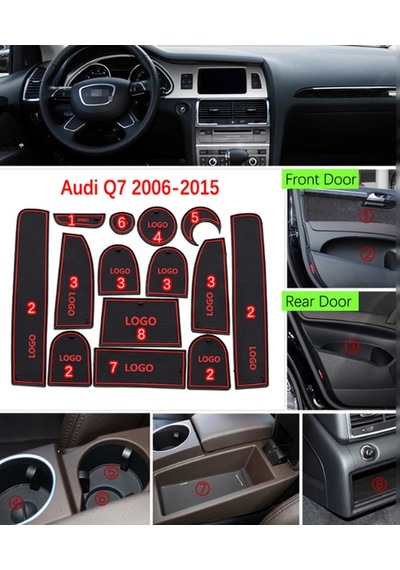 Audi Q7 2010-2015 Araç Içi Silikon Kaymaz Ped Kaplama Seti (547228247)