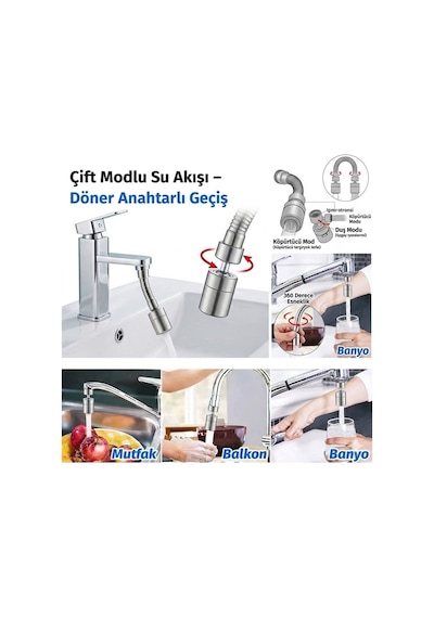 Sunup Sn-29317 Çift Hız Ayarlı Gümüş Renk Musluk Başlığı