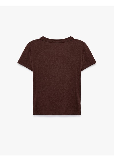 Koton Slim Fit Düğmeli Bisiklet Yaka Kısa Kollu Hırka Kahverengi 7wak30024ek Kahve