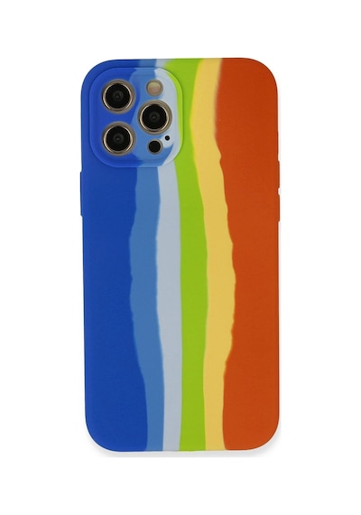 Newface - 784 - iPhone Uyumlu 12 Pro Kılıf Ebruli Lansman Silikon - Csmo-tex - - Mavi-turuncu