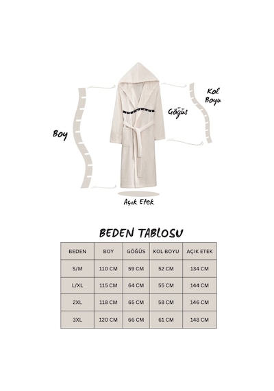 Quina Bej Kapüşonlu Oversize Bornoz Bej