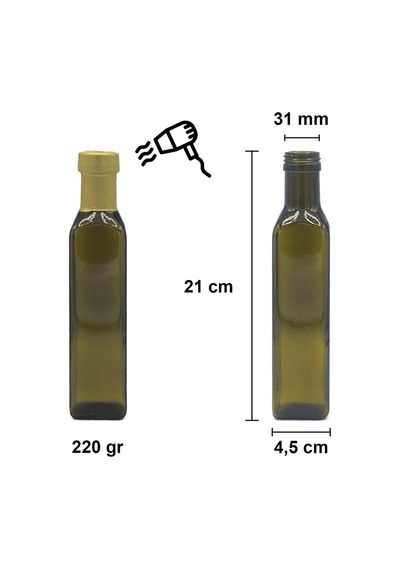Afracam Maraska Yeşil 250 ML Cam Şişe Kapak Kapüşon 8 Adet