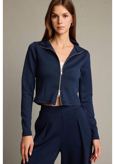Defacto Yarım Balıkçı Yaka Modal Fermuarlı Sweatshirt G2921ax25aunv245 Lacivert