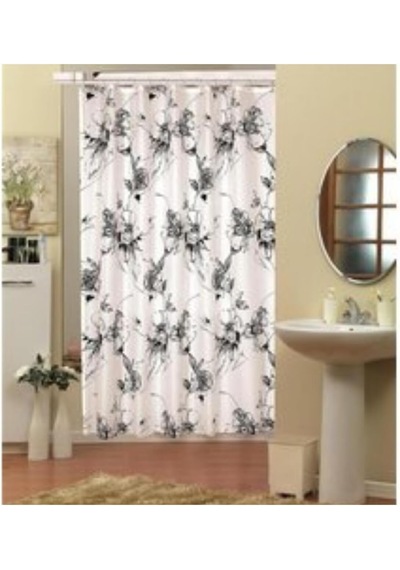 Polyester Su Geçirmez Banyo Duş Perdesi, Tek Ebat, Glsrn182838485868688898, Siyah Diğer