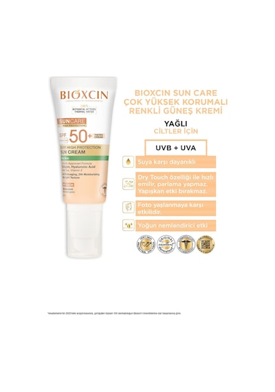 Bioxcin Sun Care Güneş Krem Renkli Yüksek Korumalı Yağlı Ciltler İçin Spf50+ 50 Ml