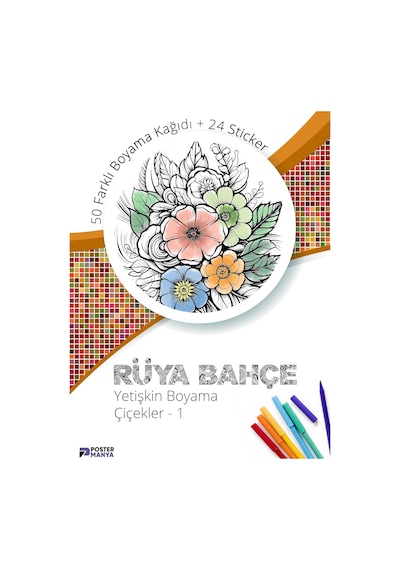 Rüya Bahçe Yetişkin Boyama Kitabı, Çiçekler Mandala Boyama Kitabı, Boyama Defteri, Boyama Sayfa