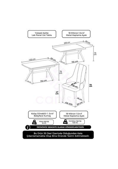 Canisa Nis Serisi 89x150 Açılabilir Lak Panel Rampla Gri Krom Ayak Masa Takımı Ve 6 Cappucino Sandalye Masa Rampla Gri Sandalye Cappucino Krom Ayak Canisa Nis Serisi 89x150 Açılabilir Lak Panel Rampla Gri Krom Ayak Masa Takımı Ve 6 Cappucino Sandalye Masa Rampla Gri Sandalye Cappucino Krom Ayak