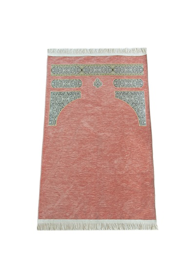 Kabe Desenli Örgü Püsküllü Şönil Seccade Pembe Pembe