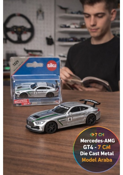 Siku Mercedes-amg Gt4 Metal Model Araba Oyuncak Yarış Arabası Koleksiyon 1:55 Gümüş - 7 Cm