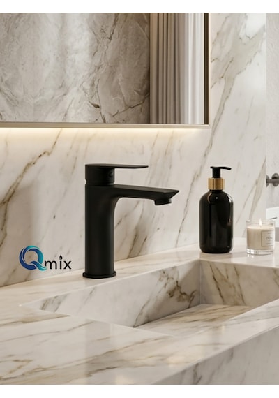 Lüks Siyah Sabit Aç Kapa Kısa Lavabo Bataryası Su Tasarruflu, Dayanıklı, Modern Tasarım