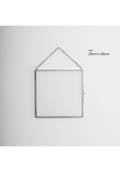 20x20cm Dikey Ve Yatay Gümüş Cam Duvar Askılı Fotoğraf Çerçevesi Kapaklı Dekoratif Yapımı