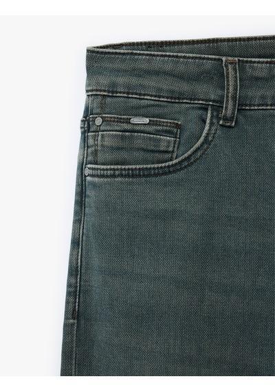Koton Normal Bel Pamuklu Slim Fit Jean Pantolon - Brad Jean Petrol 6sam40278nd