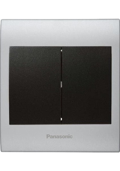 Viko Panasonic Thea Blu İkili Anahtar, Çerçeve Chrome Matt+beyaz, Kapak Siyah