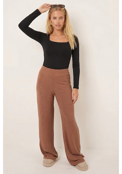 Armonika Kadın Kahve Yumuşak Dokulu Likralı Pantolon Arm-26k001090