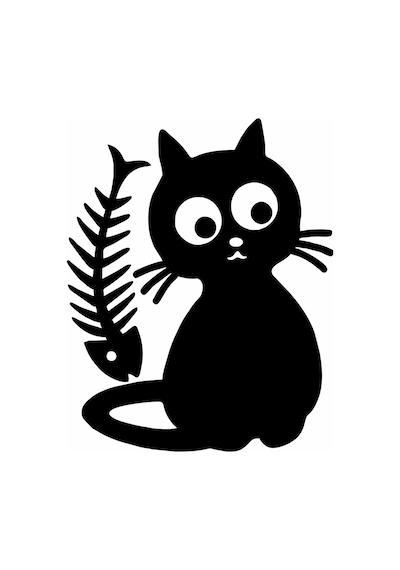 Kılçık Ve Kedi 17x17 Cm Sticker Folyo