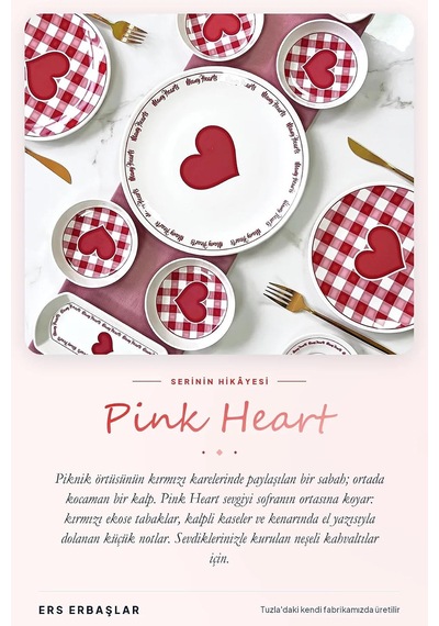Pink Heart 21 Parça 6 Kişilik Kahvaltı Takımı Diğer