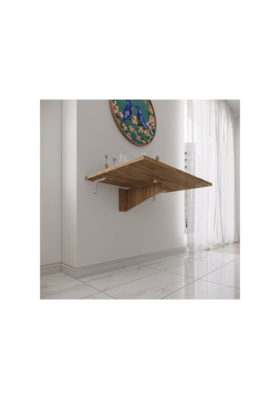 60x45 Cm 1. Sınıf Açılır Kapanır Duvara Monte Raf Masa - Mutfak Masası Atlantik Çam