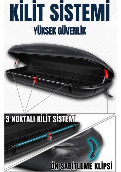 S-dizayn Araç Üzeri Port Bagaj Karbon Fiber Desen 430 Litre Enjeksiyon Plastik A+ Kalite