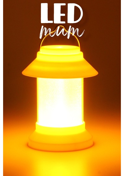 Led Mum Sokak Lambası Tip Kulplu Dumansız Pilli Alevli Dekoratif Yapay Mum Işıldak Beyaz 1036-9