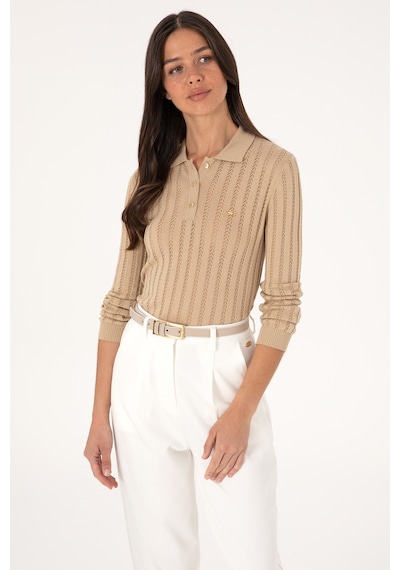 U.S. Polo Assn. Kadın Kum Polo Yaka Kazak 50293129-VR085