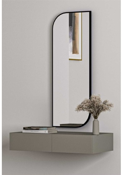 Nice Boy Aynası 120x40 Konsol Aynası, Dresuar Aynası, Asimetrik Ayna 120 X 40 Siyah Anthomeno8s