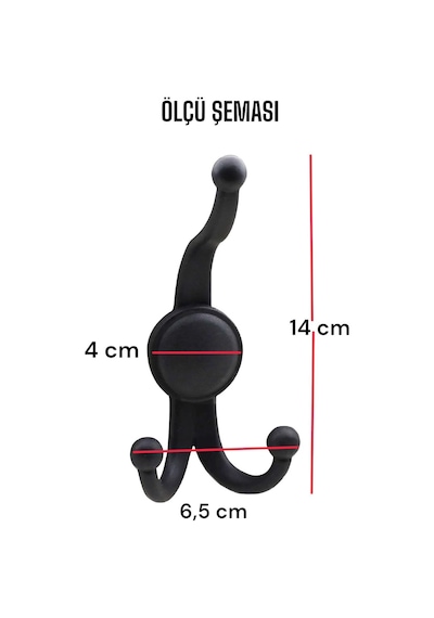Karagül Siyah Askılık Portmanto Vestiyer Banyo Dolap Elbise Askısı Sert Plastik