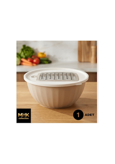 Pratik Mutfak 2.5 Lt Kapaklı Rendeli Karıştırma Ve Saklama Kabı Bej Diğer