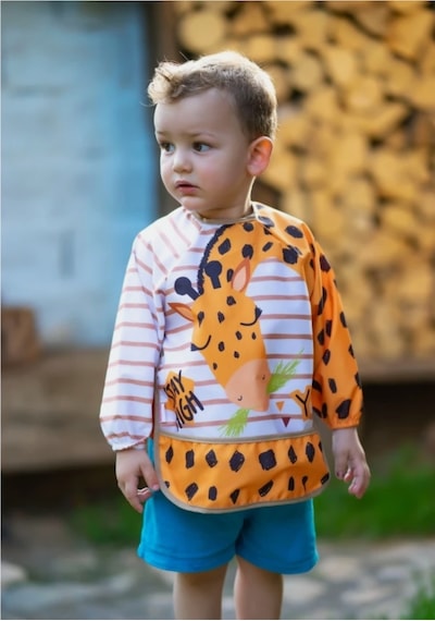 Bebechi Bambino Kids Uzun Kollu Mama Ve Aktivite Önlüğü Zürafa 6-24 Ay Turuncu