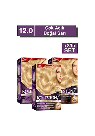 Koleston Supreme Kit Saç Boyası 12/0 Çok Açık Doğal Sarı X3 Adet
