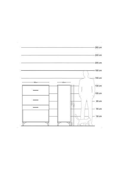 Hyperion Dolap 3 Çekmeceli 88x44x134 Çam-antrasit Atlas Çam