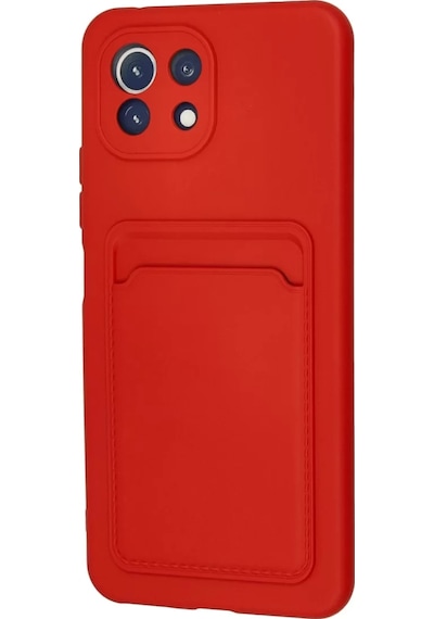 Newface Xiaomi Mi 11 Lite Kılıf Kelvin Kartvizitli Silikon - Kırmızı