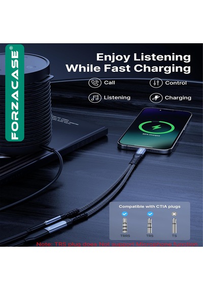 Forzacase 3in1 Type-c Pd 100w Girişli 3.5 Mm Aux Çevirici Kulaklık Jak Adaptör Fc1168 1 Adet