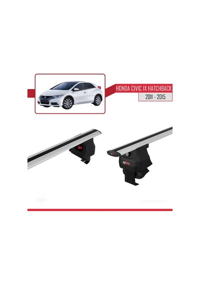 Honda Civic Ix Hatchback 2011-2015 Arası İle Uyumlu Ace-4 Ara Atkı Tavan Barı Gri