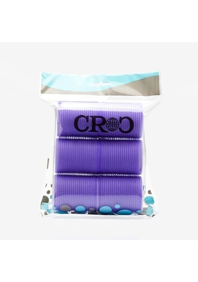 Croc 1203 Mor Cırtlı Sünger Bigudi 6lı Çap 5cm +10lu Plastik Saç Pensi Açık Mavi